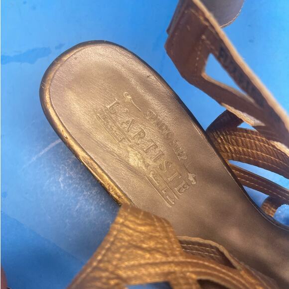 L'Artiste Flourish Open Toe Genuine Leather Heel Pumps Floral Uk 39 US 7.5 - Picture 8 of 11